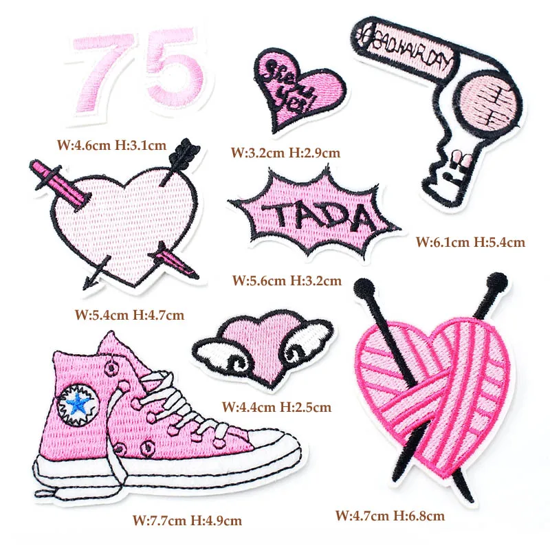 8 adet / grup Ayakkabı Saç Kurutma Makinesi DIY Bez Rozetleri Yama Giysi Giyim Dikiş Dekorasyon Aplike Bagde Yamalar Aksesuarları Yün Kalp