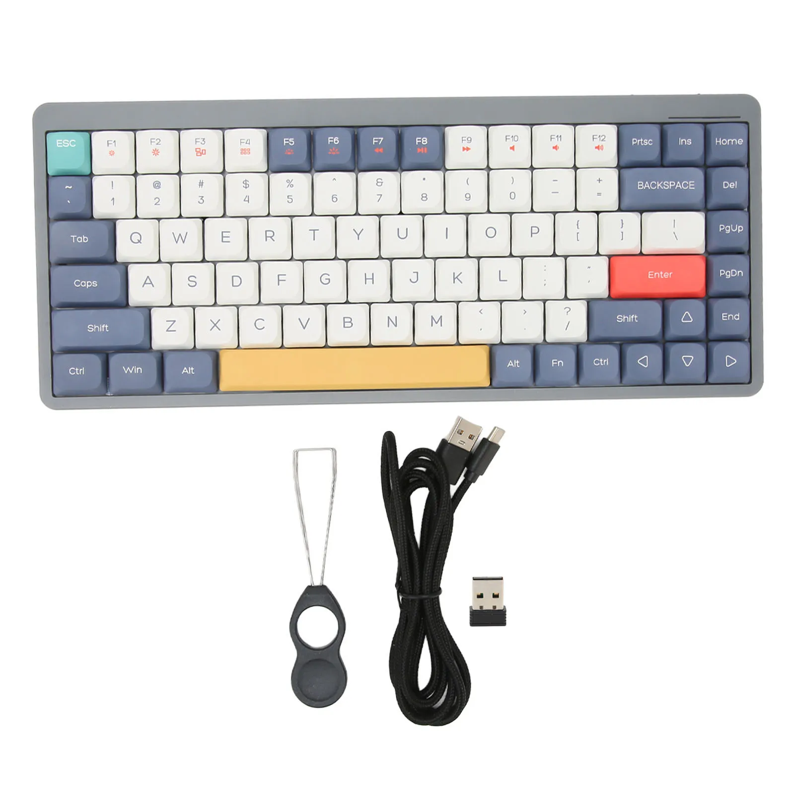 84 Anahtar Mekanik Klavye 2.4 G Kablosuz Bluetooth Tipi C Kablolu Üç Modu Kırmızı Anahtarı Mekanik Klavye için Windows için OS X