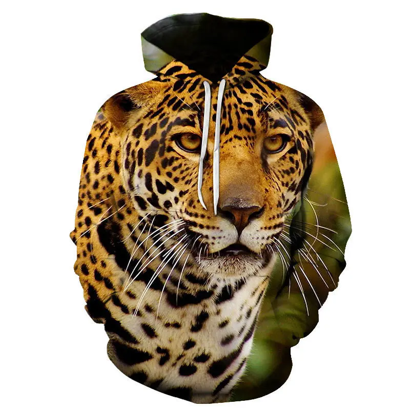 Altın Leopar serisi erkek giyim Komik hayvan çocuklar hoodie Unisex Harajuku Kazak Moda Streetwear Hip Hop Büyük Boy Hoodie