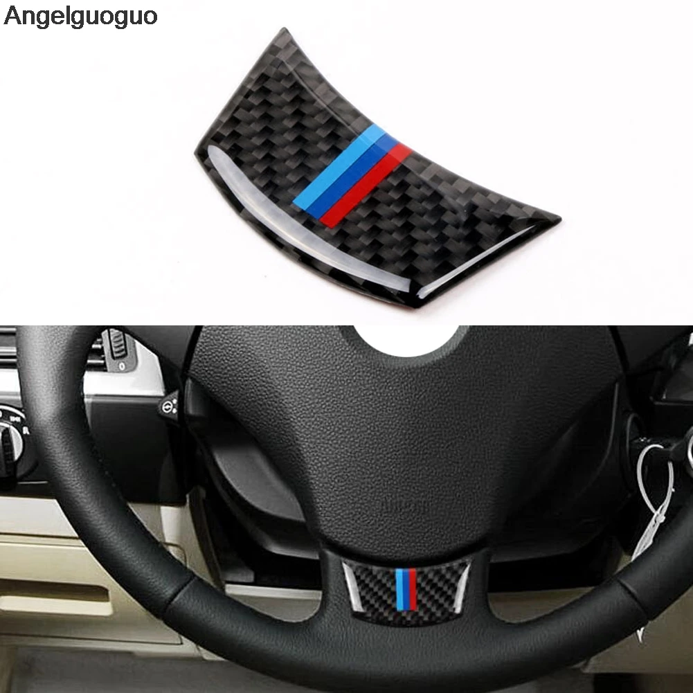 Angelguoguo Araba styling Karbon Fiber stil sticker 2004-2010 BMW 5 serisi E60 E61 direksiyon sticker