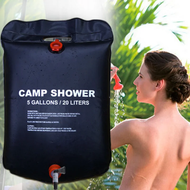 Araba açık duş su torbası taşınabilir 20L duş torbası kamp yürüyüş güneş ısıtmalı duş banyo çantası harika seyahat kitleri