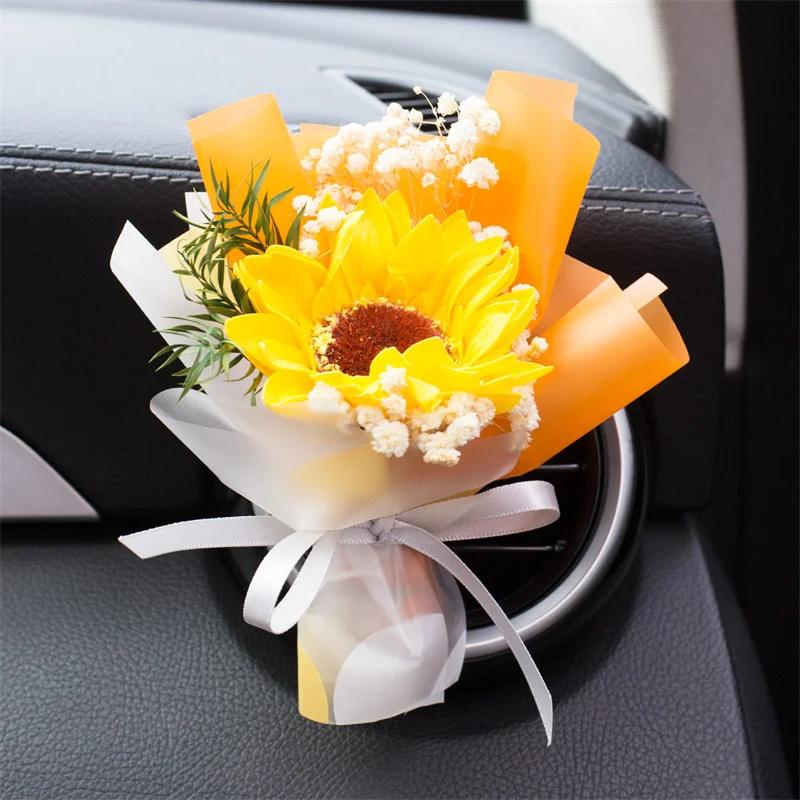 Araba Kurutulmuş Çiçek Buketi Araba Koku Hava Çıkışı Kurutulmuş Çiçek Mini sevgililer Günü Hediyesi Araba Koku Buketi Şanslı Dekorasyon