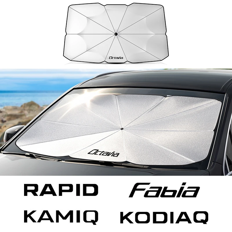 Araç ön camı Güneşlik Şemsiye Araba Ön Gölgeleme Skoda Octavia Fabia Hızlı Süper Kodiaq Scala Karoq Citigo Kamiq Enyaq