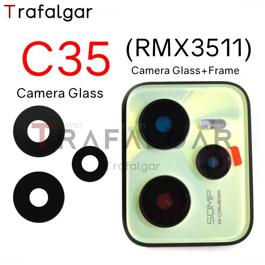 Arka Arka Kamera Cam Lens Realme İçin C35 kamera kılıfı Çerçeve Çerçeve İle RMX3511 Değiştirme Yapışkanlı Etiket İle