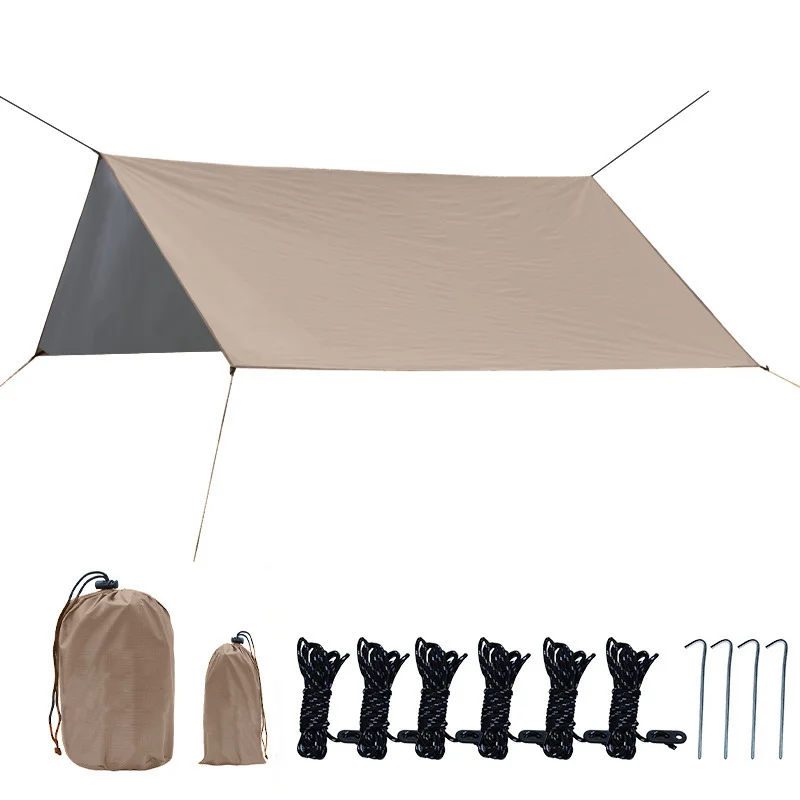 Açık Kamp Çadırı Gümüş kaplı Güneş Koruyucu Yağmur geçirmez Güneşlik Ve Güneşlik Taşınabilir Kamp Kamp Kamp Ekipmanları