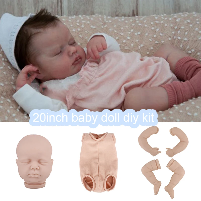 Bebe Reborn Uyku Bebek 20 İnç Loulou Boyasız Bitmemiş Parçaları DIY Boş Vinil Kiti