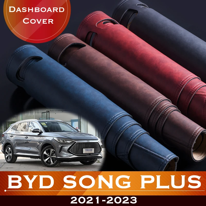 BYD Şarkı artı DM - ı EV 2021-2023 Araba Dashboard Önlemek ışıklı çerçeve Enstrüman Platformu masası kapağı Deri Kaymaz Mat Dash