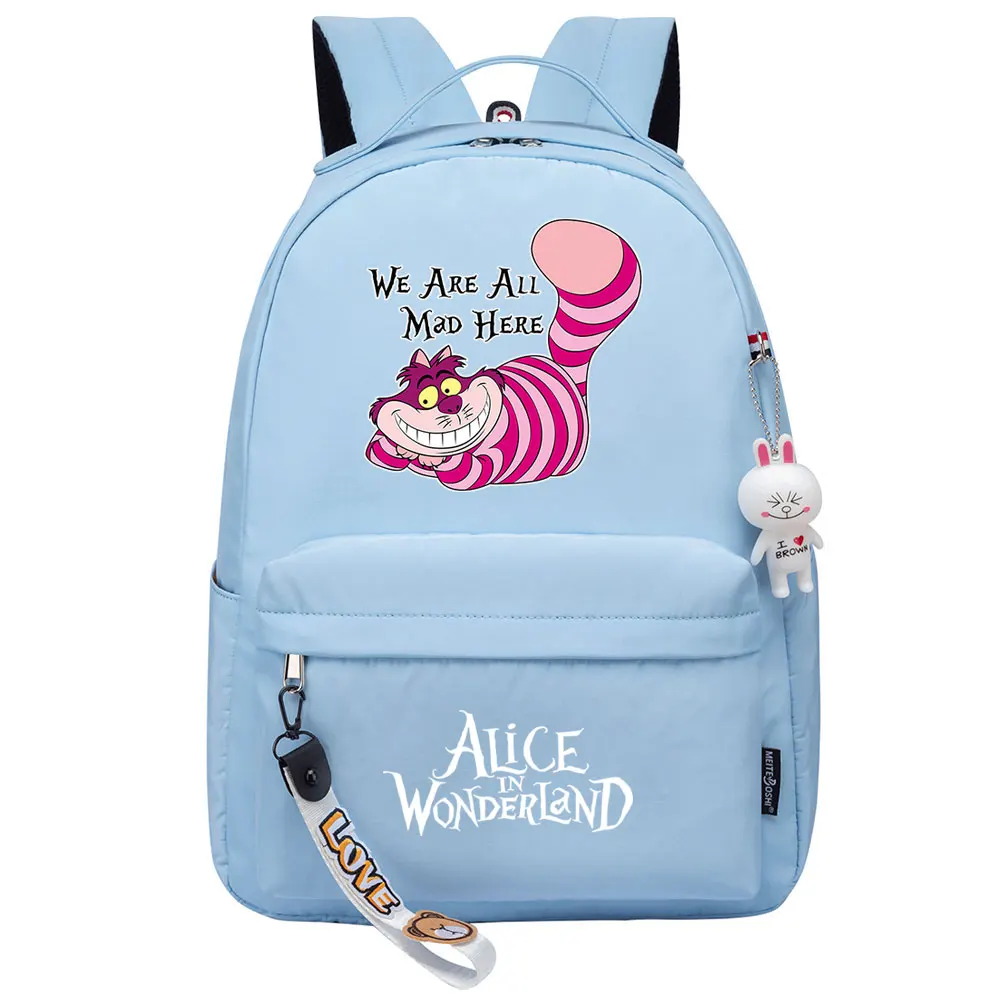 Disney Alice İn Wonderland Kawaii Erkek Kız Çocuklar Okul Kitap Çantaları Kadın Sırt Çantası Gençler Tuval Dizüstü seyahat sırt çantası