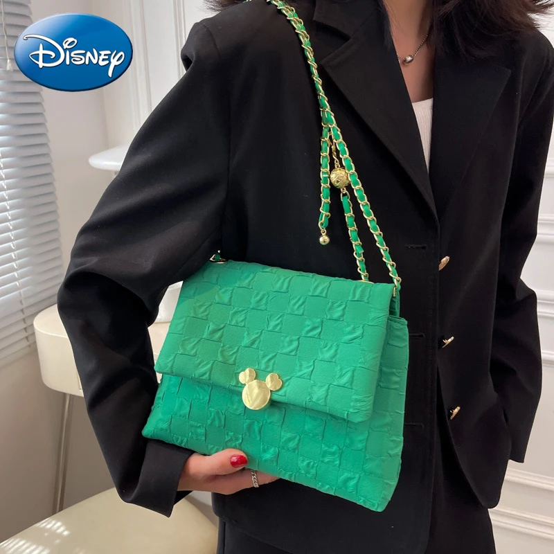 Disney Hakiki Lüks Tasarımcı Tuval Rahat Kişilik askılı çanta Bayanlar Elmas Ekose Zincir Çanta Moda omuzdan askili çanta