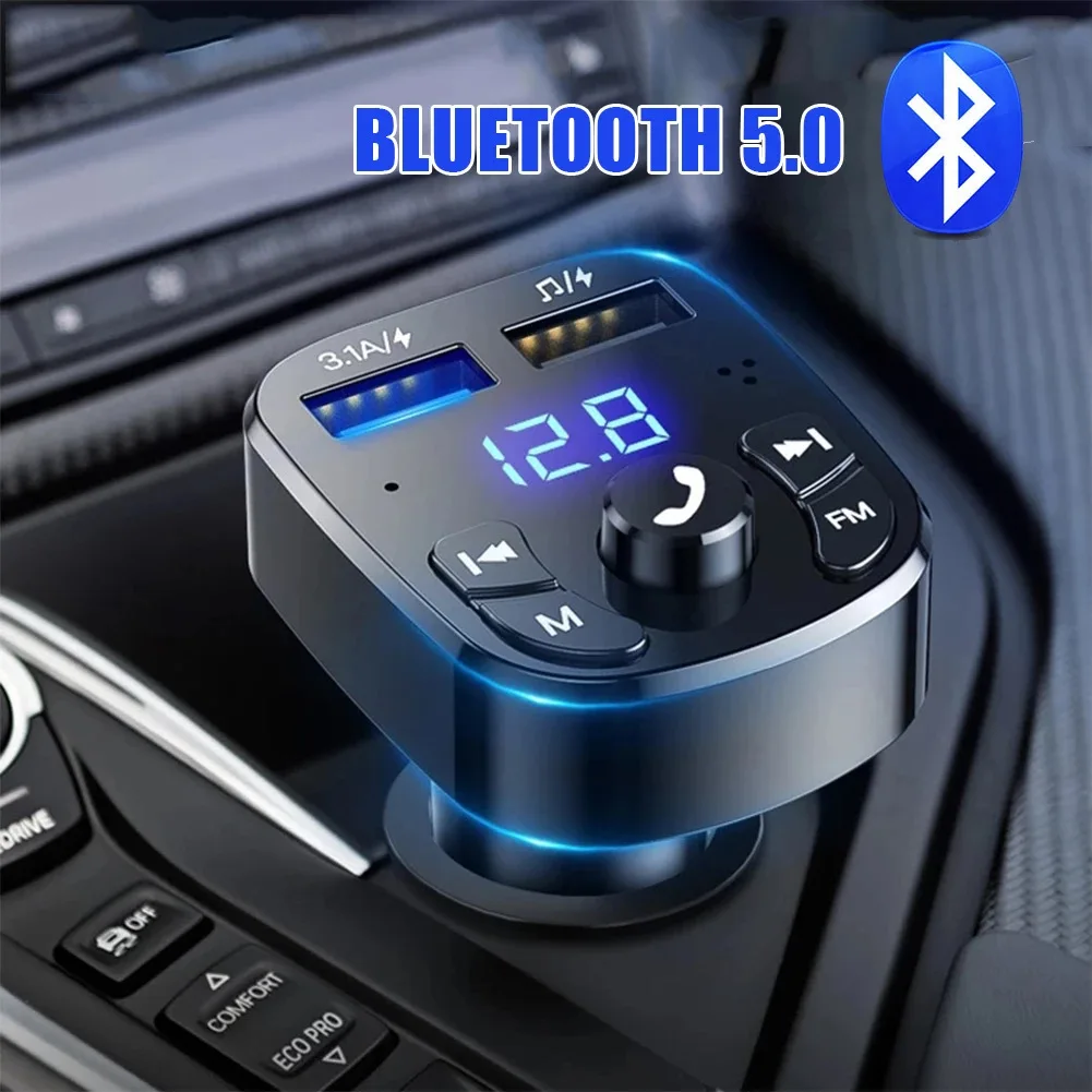 Fm Verici Bluetooth araç adaptörü Araba Oyuncu Şarj Cihazı Hızlı 3.0 Çift USB Voltmetre Aux 12V 24V araç elektroniği Aksesuarları