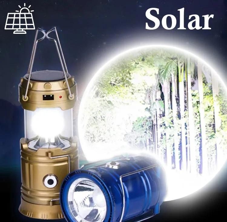 Güneş LED Taşınabilir Fener Teleskopik Torch Lambası Çok fonksiyonlu Açık Kamp Acil Çadır Lambası Dış Aydınlatma