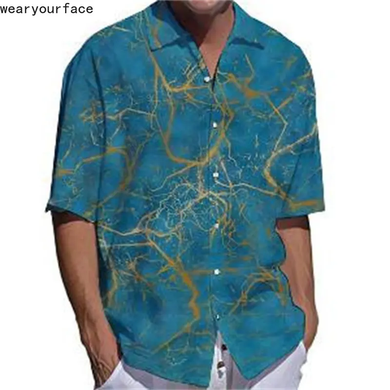 Hawaiian Elbise Gömlek Baskılı Yangın Palmiye Ağacı Kazasında Grafik Düğmeleri Kısa Kollu Ince Streetwear Plaj Rahat Erkek Giyim
