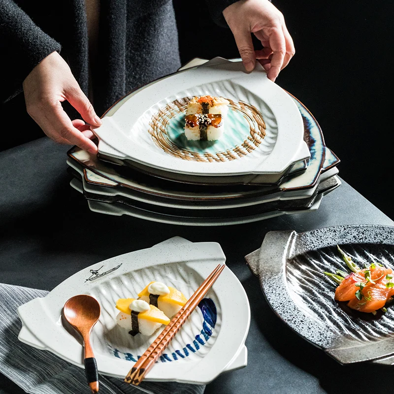 Japon tarzı seramik tabak kek tabağı ray bağlantı çubuğu ananas kızarmış pirinç tabağı batı tarzı yemek tabağı kişiselleştirilmiş yemek masası setleri