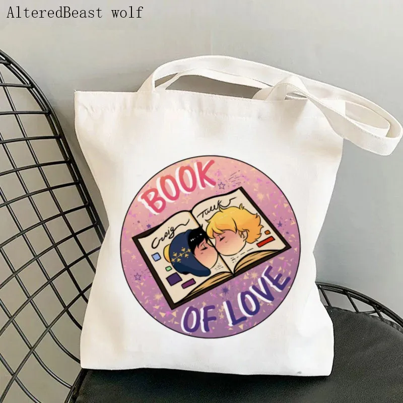 Kadın Alışveriş çantası aşk Kitabı Baskılı çizimli çanta Harajuku Alışveriş Kanvas alışveriş Çantası kız çanta Tote Omuz Bayan Çantası
