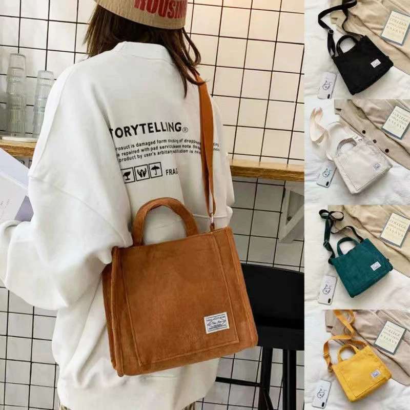 Kadın Kadife Tuval Casual Tote Çanta Retro Sanat Tuval Crossbody Çanta Kadınlar için Lüks tasarımcı çantaları