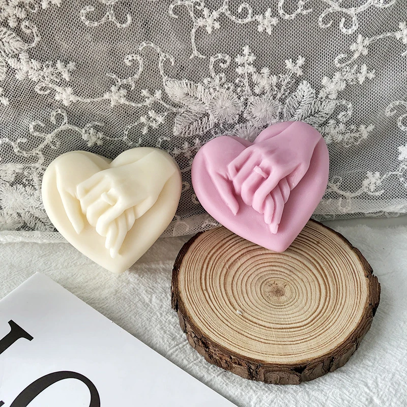 Kalp Şeklinde El silikon kalıp 3D Aşk Mum El Yapımı Sabun DIY Kalıpları Düğün Pastası Çikolatalı Buz Tatlı Yapma Araçları