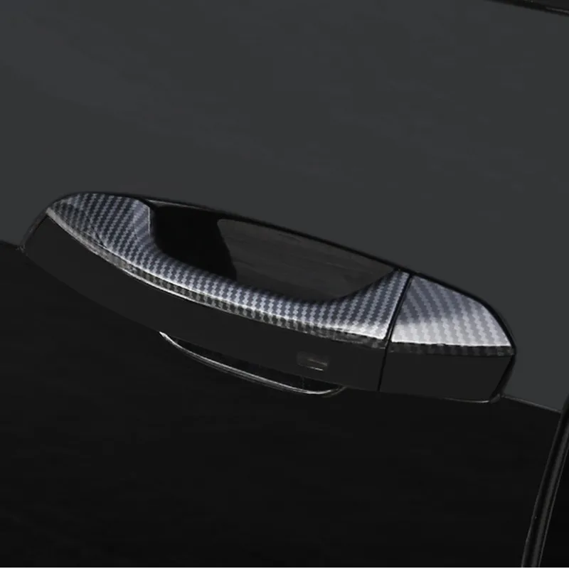 Karbon Fiber Renk Dış Kapı Kolu Sequins Dekorasyon Kapak Çıkartmalar Trim 8 Adet İçin Audi A6 C8 2019 ABS Araba Styling