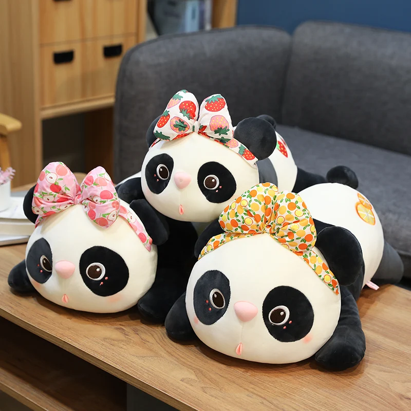 Karikatür Yay Panda peluş oyuncaklar Simülasyon Yastık Ayı Bebek Dolması Yumuşak Peluş Yastık Çocuklar için Bebek Hamile Uyku