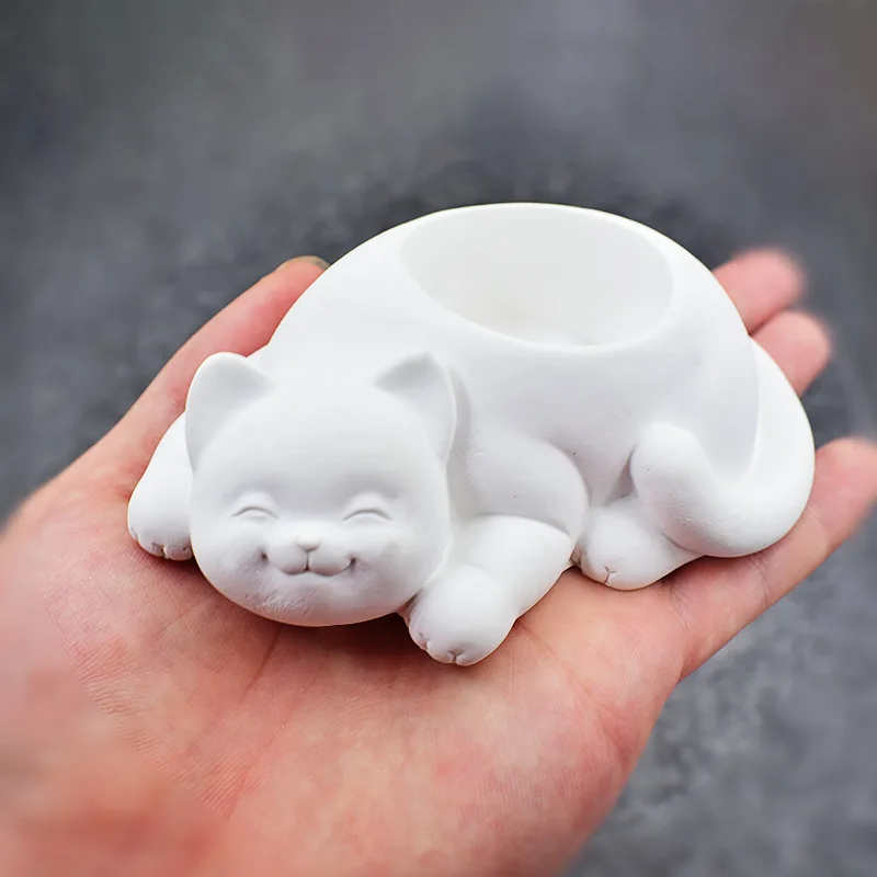 Kedi Hayvan Saksı Mum Sabun silikon kalıp Reçine Sanat Çimento Saksı Kalıp Beton Kalıp Reçine Sanat
