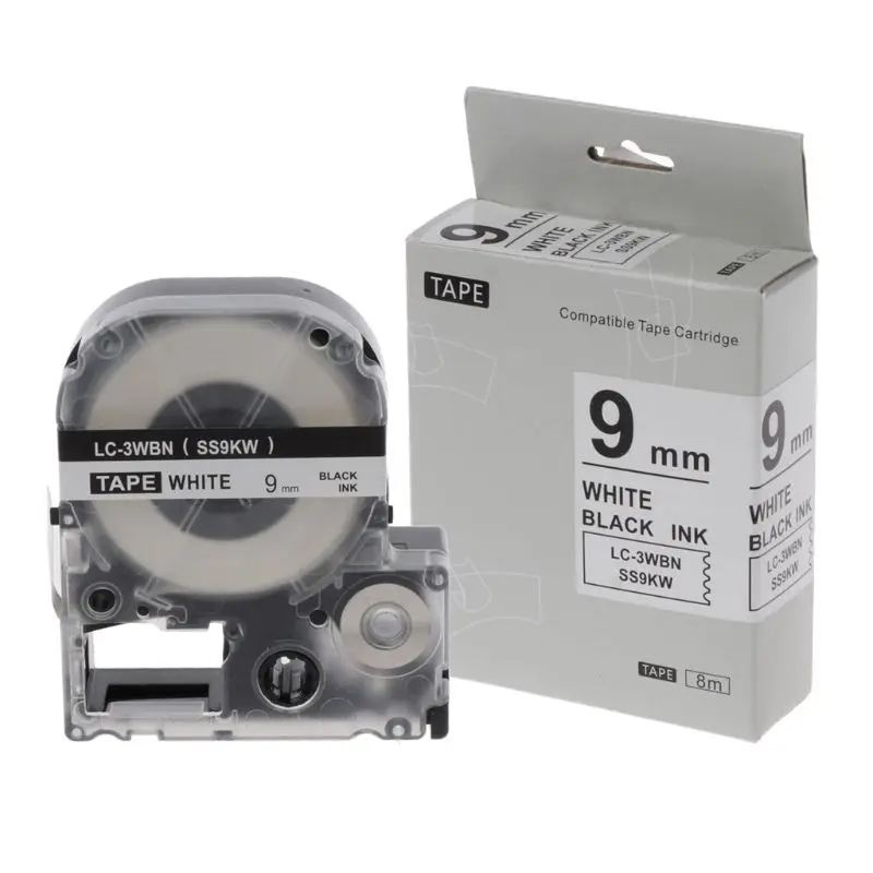 L74B EPSON Bant için LW-300 LW-400 LW-600P LW-700 LW1000P 9mm Etiket bant EPSON Etiket Makinesi Yazıcı için Siyah Beyaz