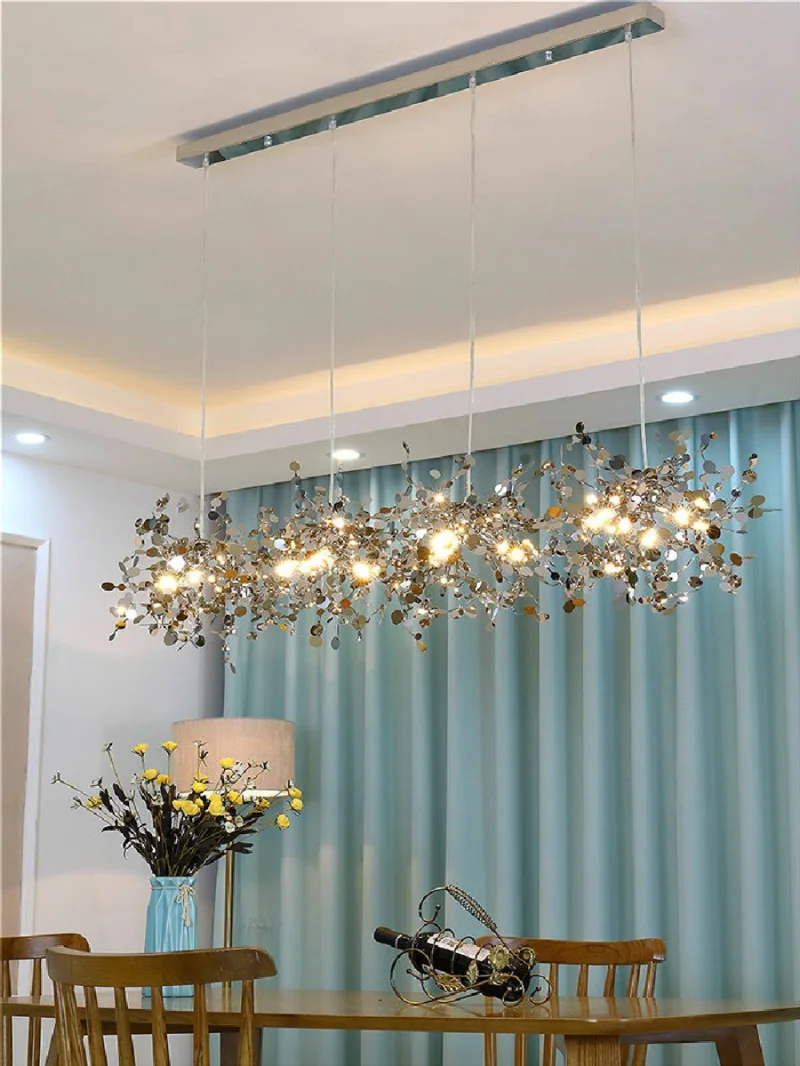 LED kolye lamba Modern iskandinav oturma odası paslanmaz çelik yemek odası mutfak Bar ev dekorasyon ışık