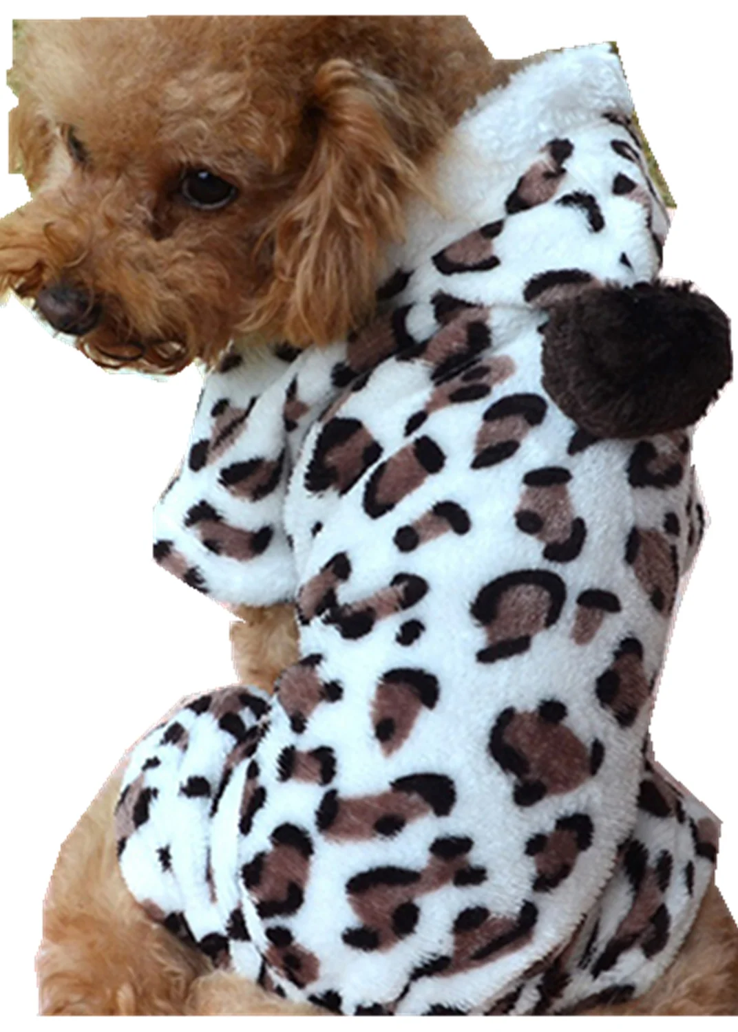 Leopar Baskı Kostüm Kış Sıcak Giysiler Evcil Köpek Giysileri Tulum Polar Peluş Hoodies Köpek İnce Kazak Ceket Pijama Dış Giyim