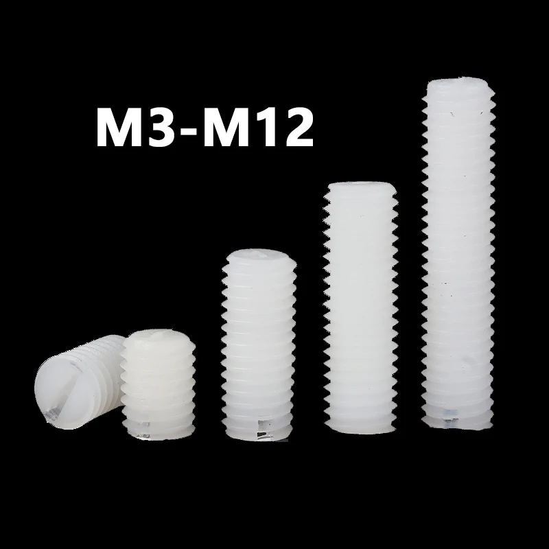 M3 M4 M5 M6 M8 M10 M12 Plastik Başsız Vidalar Naylon Oluklu Set Vidalar