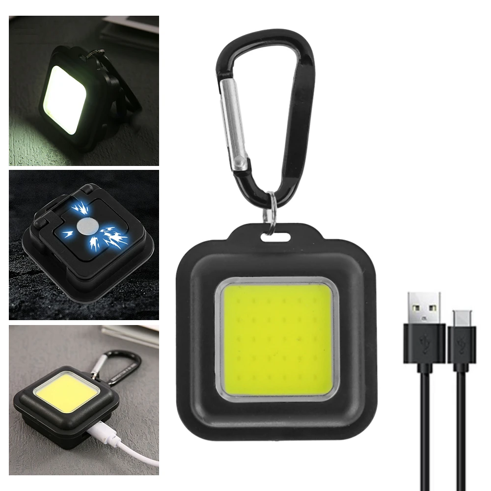 Mini ışıklı anahtarlık COB çalışma lambası LED el feneri USB Şarj edilebilir Meşale Açık Güçlü Mıknatıs Kamp Balıkçılık acil durum lambası