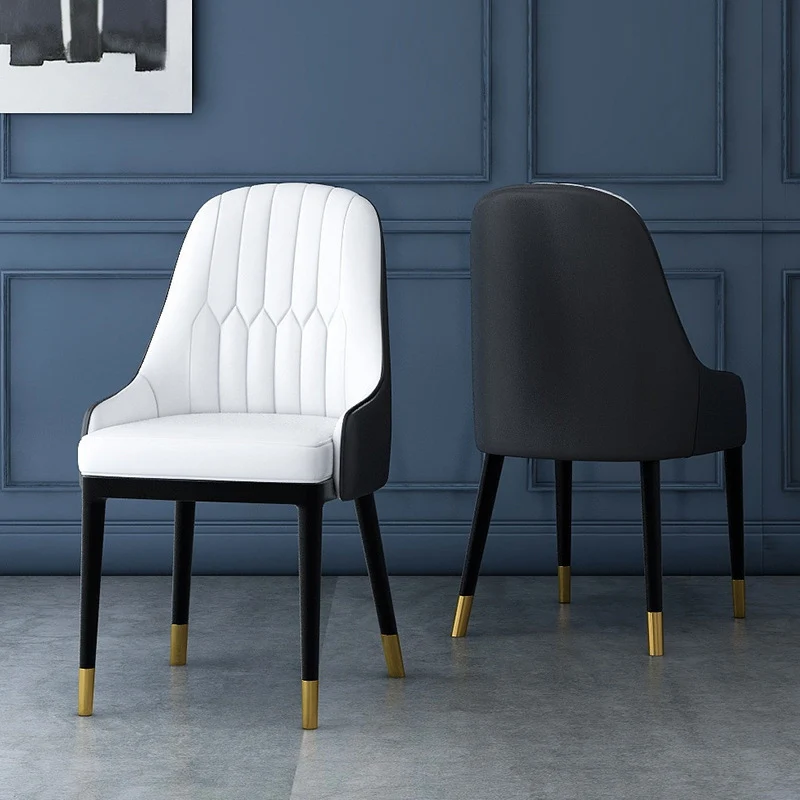 Modern Tasarım yemek sandalyeleri Lüks Ofis Metal Beyaz Yemek Sandalyesi Minimalist Deri Sandalyeler Salle Yemlik Balkon Mobilyaları