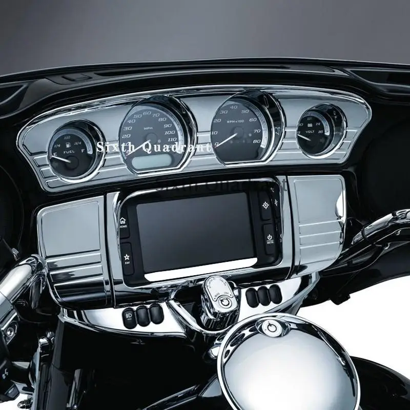 Moto Krom Panel Stereo Accent Trim Ölçer Radyo Çerçeve Hoparlör Kapağı Trim İçin Harley Electra Glide Sokak Glide Ultra Sınırlı