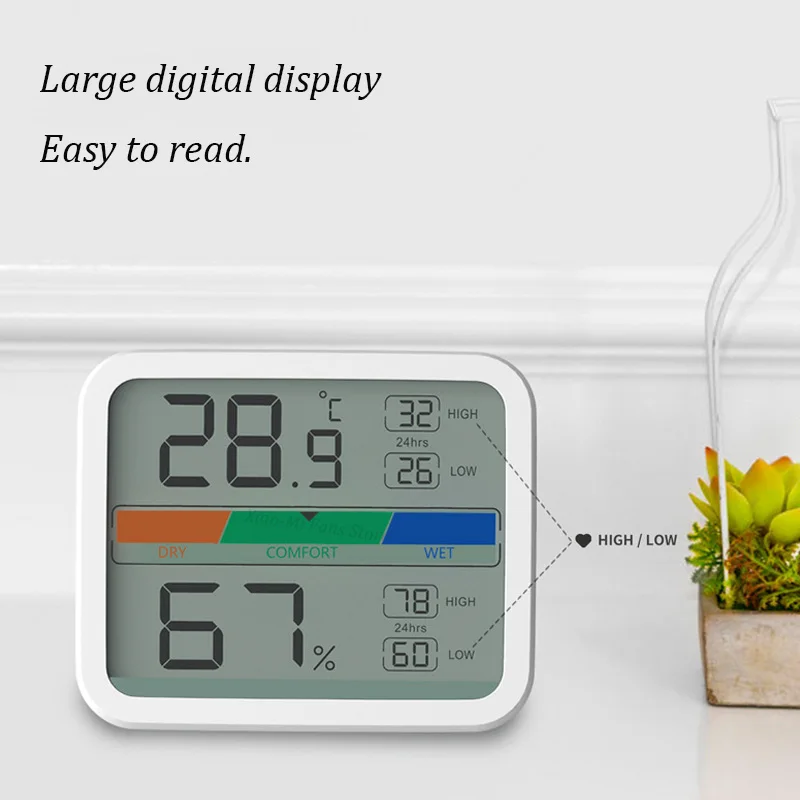 Mıııw LCD Dijital Termometre 2 Higrometre Kapalı Termo Higrometre Mıknatıslı, MİN / MAX Kayıtları Oda İklim Kontrolü için