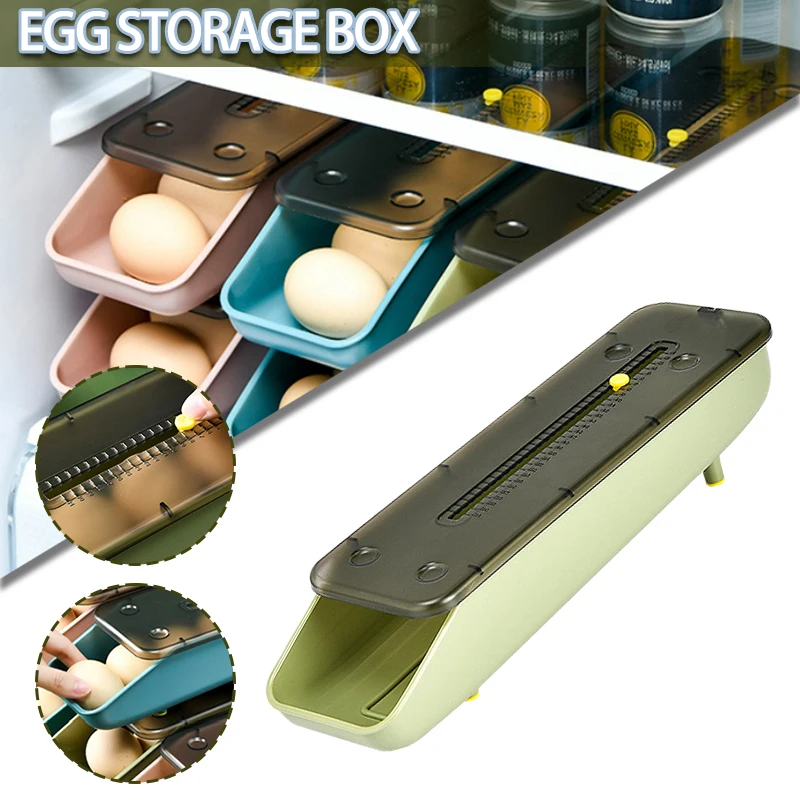 Plastik Sürgülü Yumurta Kutusu Raf Mutfak Buzdolabı Yumurta Tepsisi Yüksek Kaliteli Yumurta Koruma Depolama Aracı Buzdolabı yumurta düzenleyici