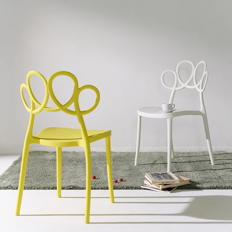 Sarı Plastik yemek sandalyeleri Modern İskandinav Ultralight Yerden Tasarruf Sağlayan yemek sandalyeleri Tek Minimalist Fauteuil Salon Ev Mobilyaları