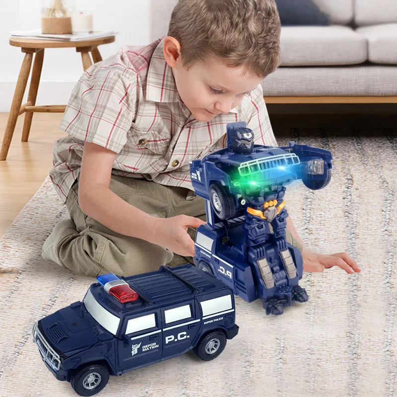 Serin Deforme Araba Engel Algılama Kaçınma Aydınlatma ile Eğlenceli Projeksiyon Dönen Özel Efektler polis oyuncak arabalar çocuk hediyesi