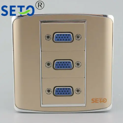 SeTo 86 Tipi Üç Bağlantı Noktalı VGA konektör paneli Duvar Plakası Soket Keystone Faceplate