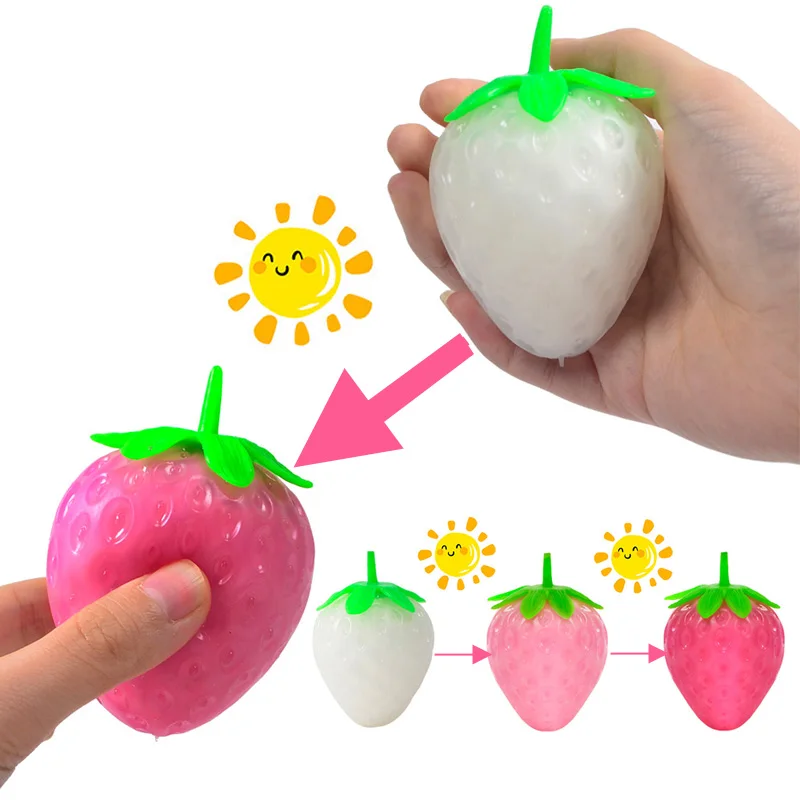 Simüle Renk değiştiren Çilek Squishy Çocuklar Anti Stres Giderici Topu Fidget Dekompresyon Oyuncaklar Çocuklar için komik hediye