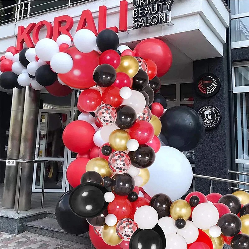 Siyah Kırmızı Balon Garland Kemer Kiti Konfeti Lateks Balon 30th 40th 50th Doğum Günü Partisi Balonlar Süslemeleri Yetişkinler Bebek Duş