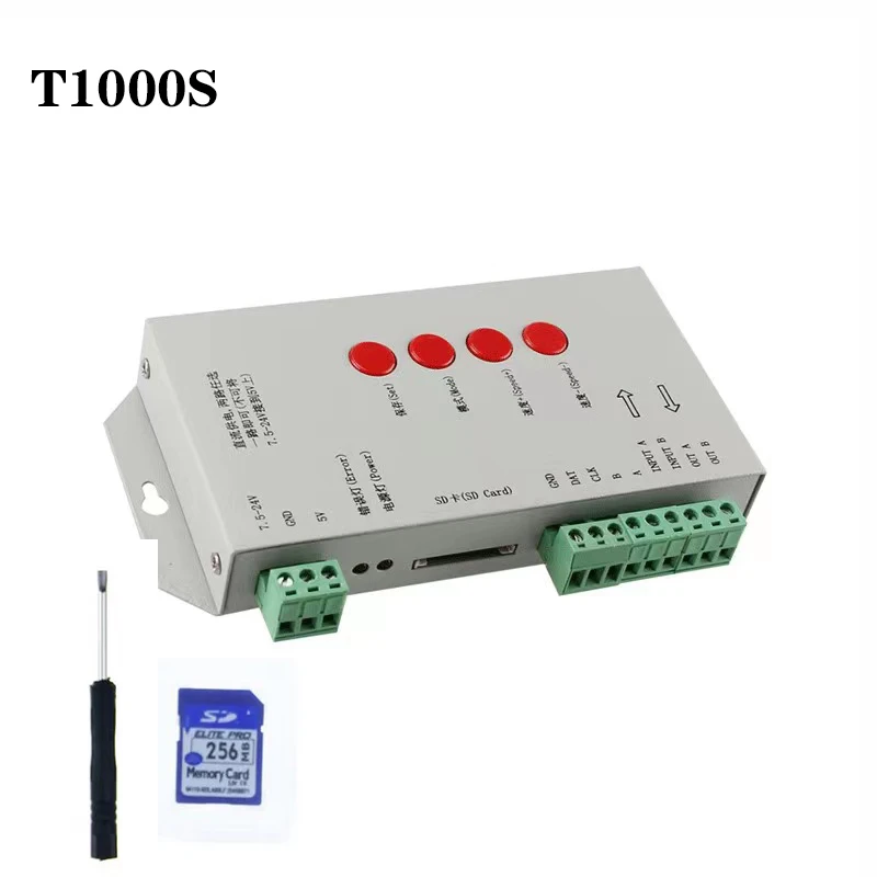 T1000S SD Kart RGB LED Denetleyici 2048 Piksel WS2801 WS2811 WS2812B LPD6803 2048 LED Şerit ışık DC5~24V
