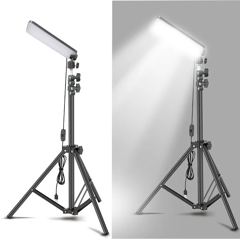 Taşınabilir kamp ışık LED selfi ışığı lambası fotoğraf ışığı ile tripod standı Açık Piknik Barbekü için Ayarlanabilir Teleskop