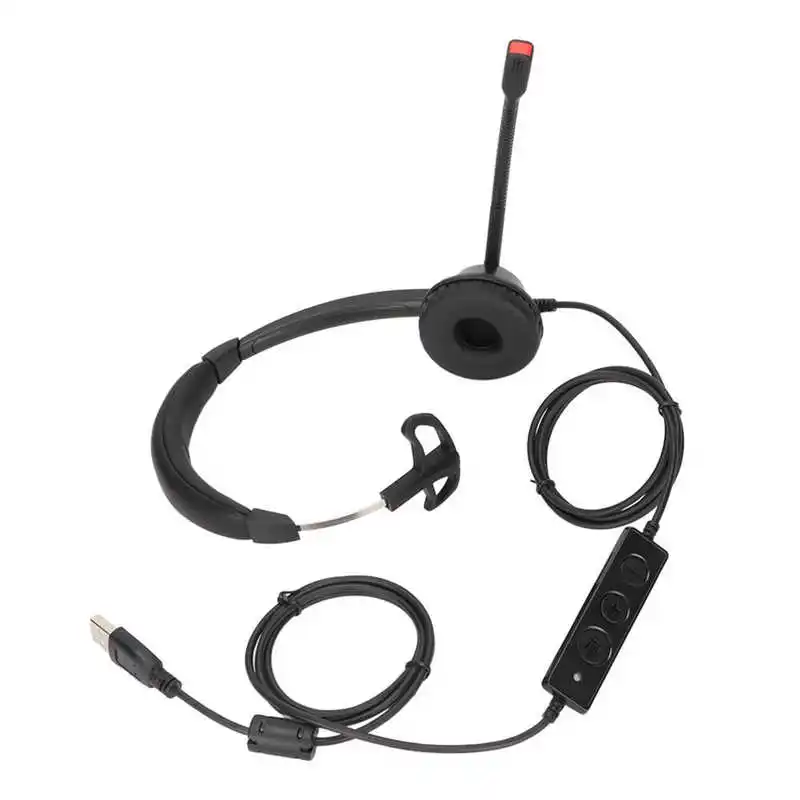 Tek Kulak telefon kulaklığı Gürültü Azaltma Ses Ayarı Sessiz USB İş mikrofonlu kulaklık Siyah H390‑USB-1 yeni