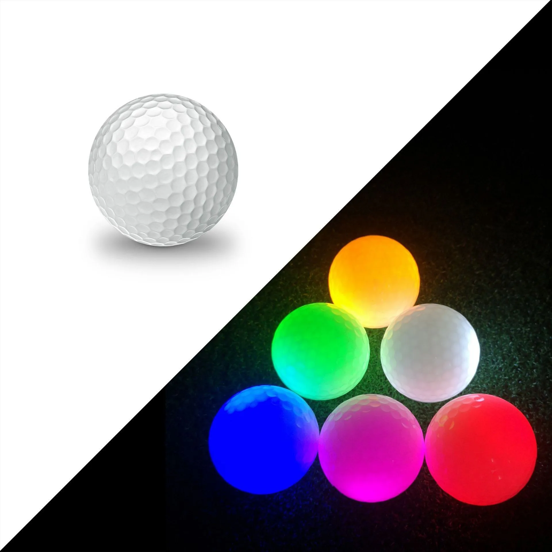 Toptan LED Golf parlayan toplar İyi esneklik Flaş Golf topu