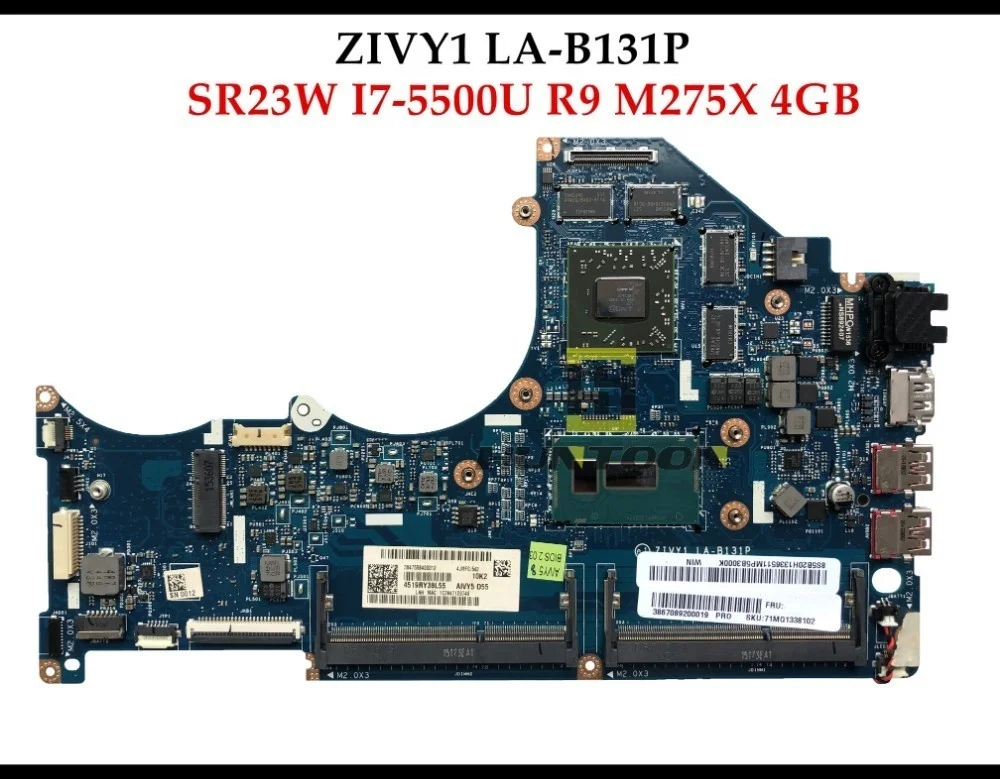 Toptan Yüksek kaliteli ZIVY1 LA-B131P Lenovo Ideapad Y40-80 Laptop Anakart SR23W I7-5500U R9 M275X 4GB Tamamen Test Edilmiş