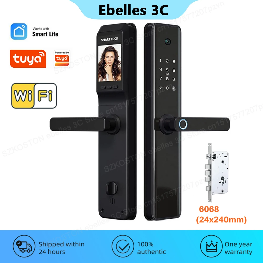 Tuya Akıllı Kapı Kilidi Akıllı Ev WiFi Biyometrik parmak izi kilidi Video Kamera ile USB Acil Şarj Güvenlik Koruma