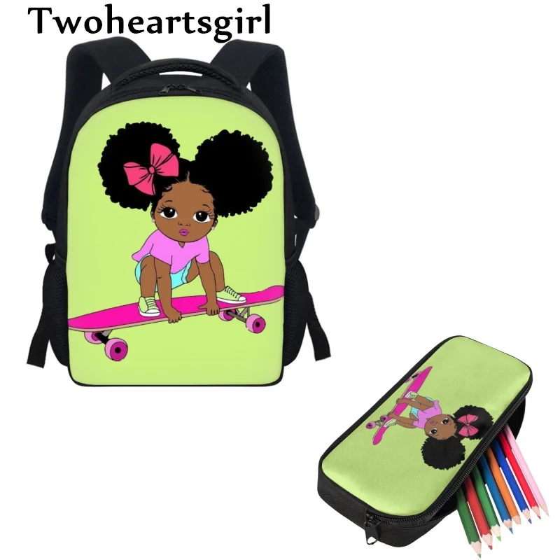 Twoheartsgırl Karikatür Afrika Kız Çocuklar Mini Sırt Çantaları Çocuk Okul Öncesi okul çantası Anaokulu 2 adet / takım Gizli Sakli Konusmalar + Kalem Kutusu