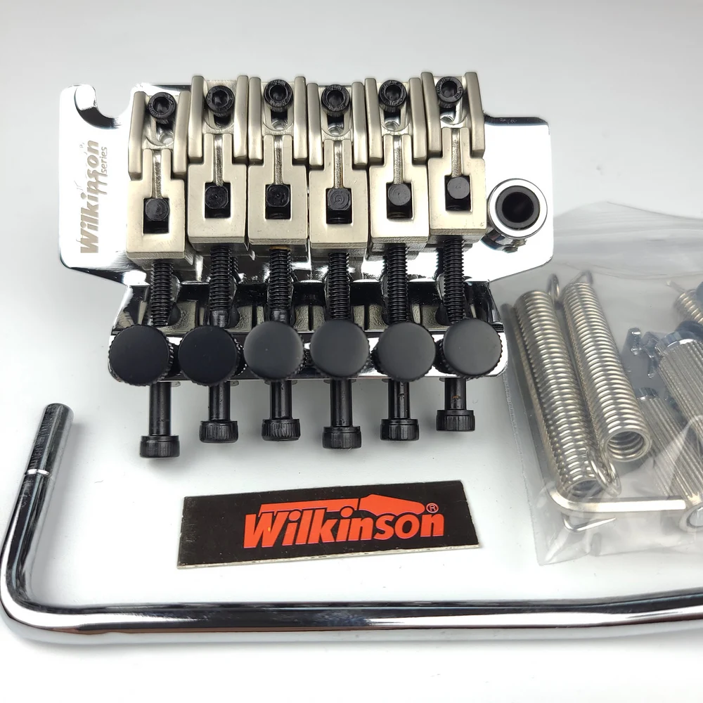 Wilkinson Lisanslı 6-String Elektro Gitar Çift Kilitleme Tremolo Sistemi Köprü 42mm R2 Somun Krom Gümüş WODL1