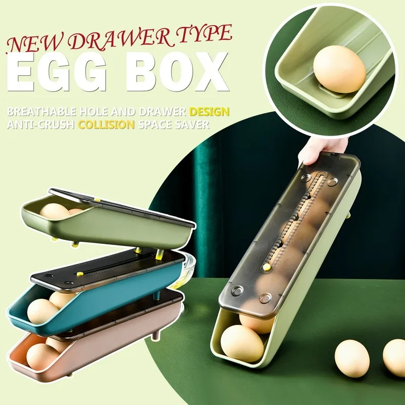 Yaratıcı Ev Buzdolabı Yumurta saklama kutusu Tek Sıra Haddeleme Yumurta Kutusu İstiflenebilir Çok Katmanlı Taze yumurta rafı Mutfak Aksesuarları