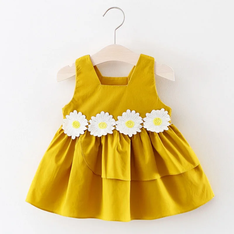 yaz bebek elbise papatya çiçek tatlı sundress tatil plaj moda bebek kıyafetleri pamuk kolsuz elbiseler yenidoğan kıyafetler