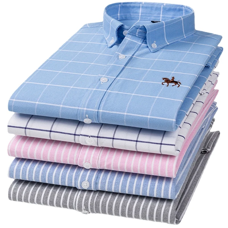 yeni varış %100 % Pamuklu erkek Uzun Kollu Oxford Tekstil Gömlek Gençlik İş Rahat İlkbahar / Yaz Büyük Gömlek boyutu S-5XL 6XL 7XL