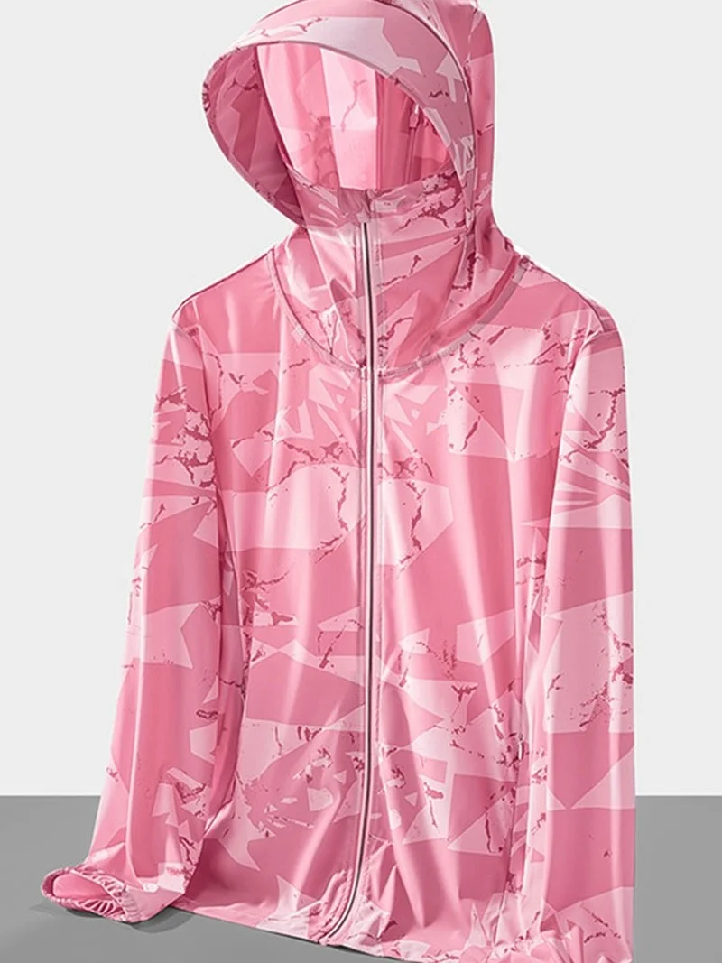 Yürüyüş Ceketler Kadın Güneş koruyucu UPF50 + Baskı Pelerin Güneş Koruyucu Giyim Buz Cilt Anti-ultraviyole Nefes Elastik Balıkçılık