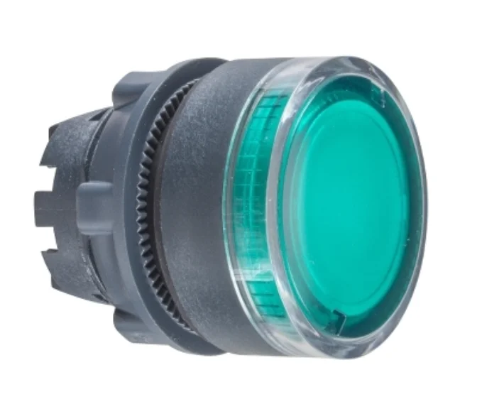 ZB5AW333 ışıklı düğme kafası, Harmony XB5, plastik, yeşil gömme, 22 mm, evrensel LED, yay geri dönüşü, düz lens